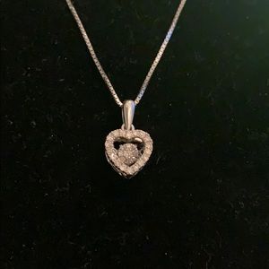 Real silver with heart diamond necklace